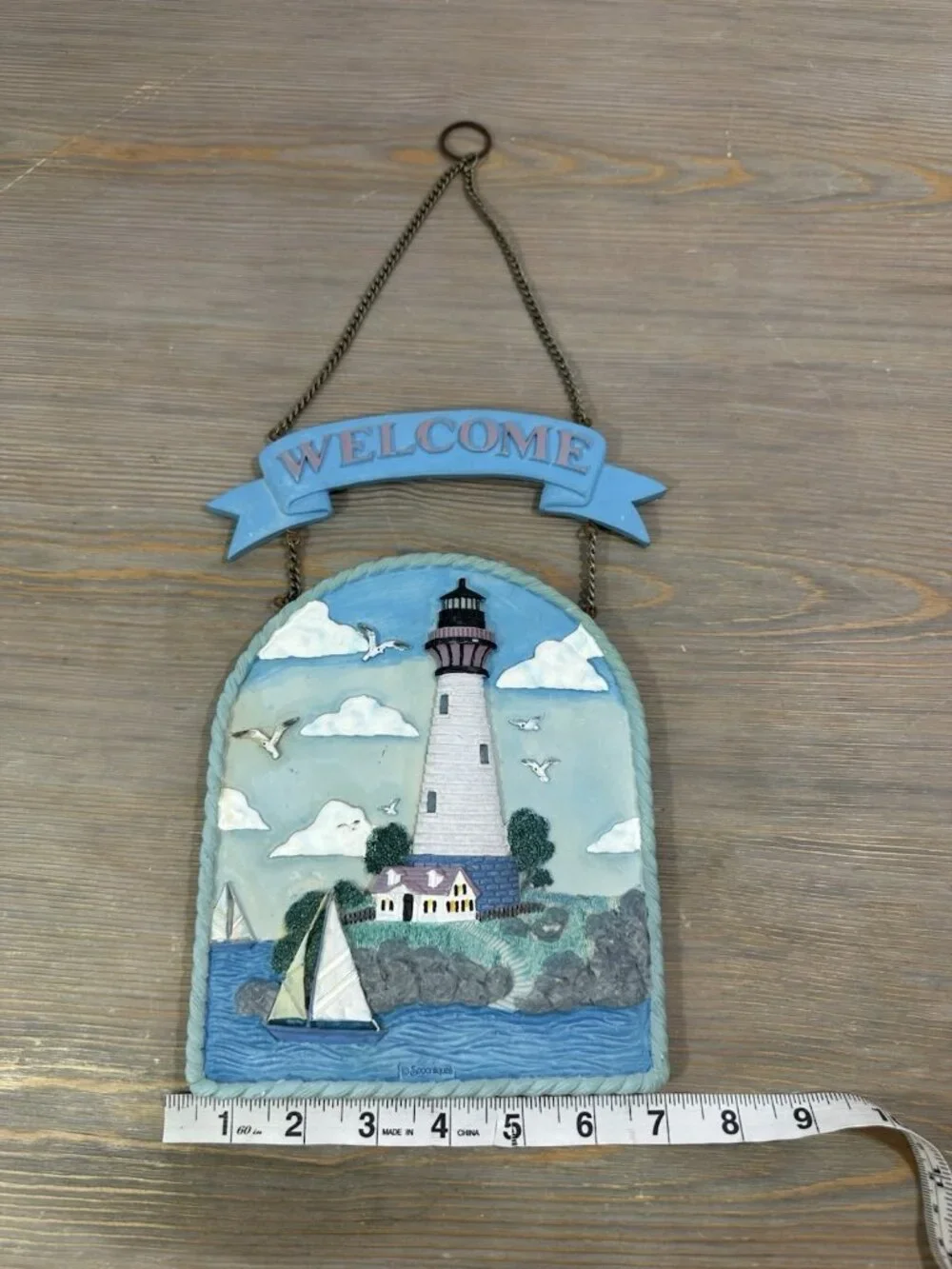 Spoontiques 3D Lighthouse Hanging Welcome Sign Plaque 10x7 Read